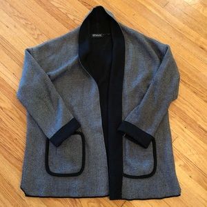 Sweater Jacket - black/white weave, size large